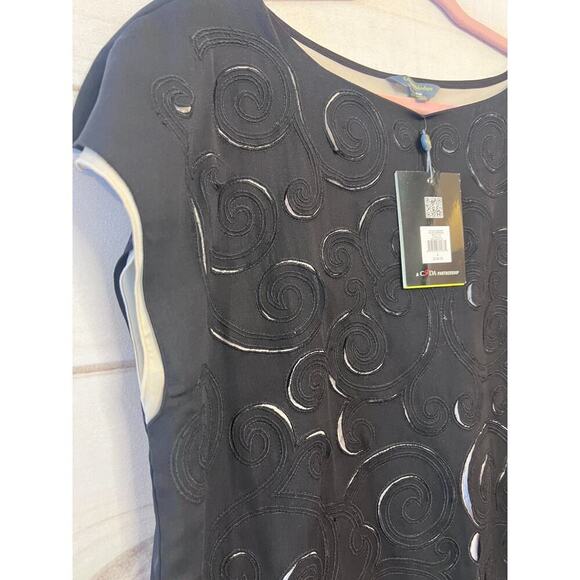 CATHERINE MALANDRINO for DESIGN NATION Black Ivory Laser Cut Dress Size L NWT - Picture 2 of 6